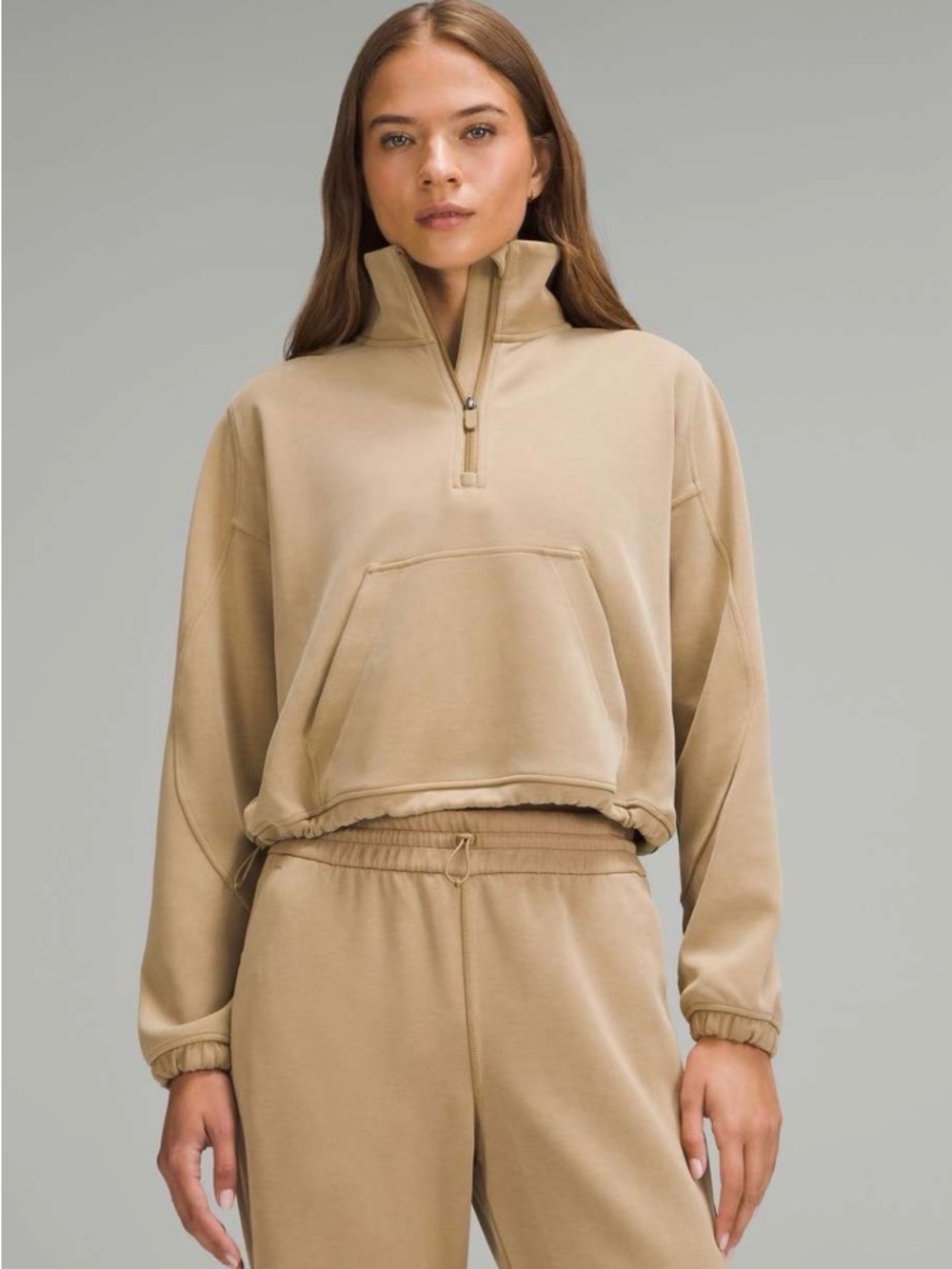 Lululemon Brushed Softstreme Half Zip Filbert Tan Size 2 Softstream Pullover